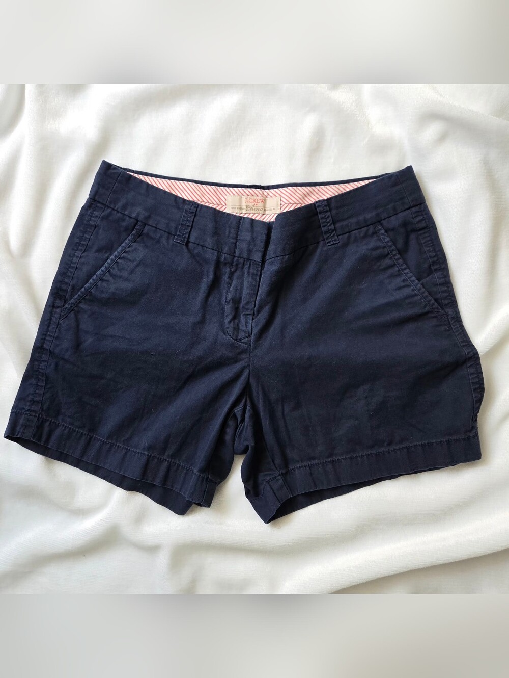 J.Crew Women's Broken-In Chino Shorts Navy Blue 100% Cotton Flat Front Size 2